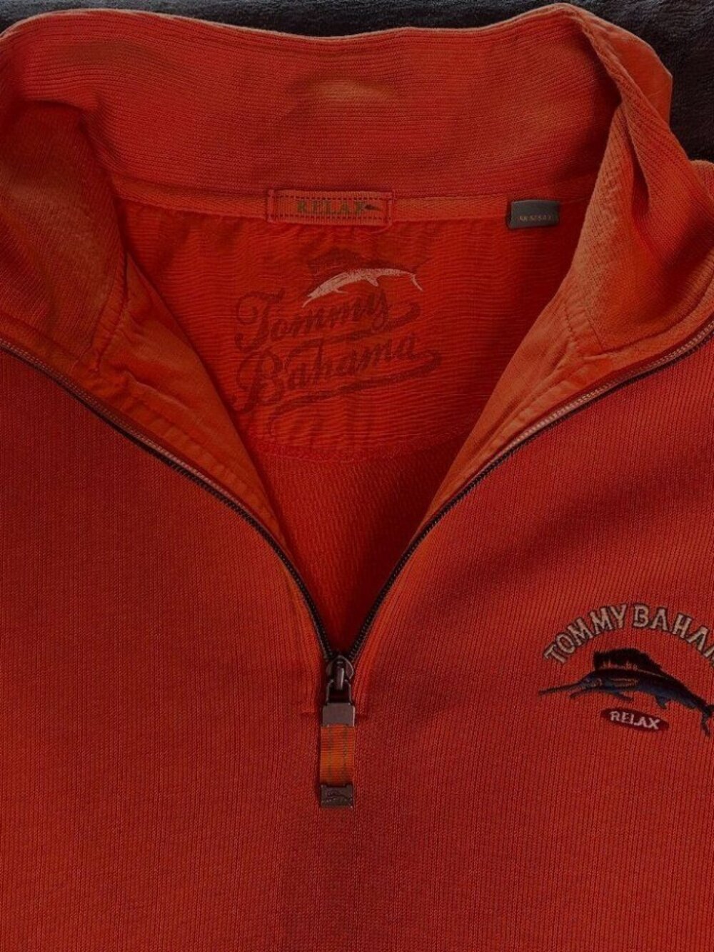 Tommy Bahama Relax Quarter Zip Sweatshirt XL Cotton Blend Orange
